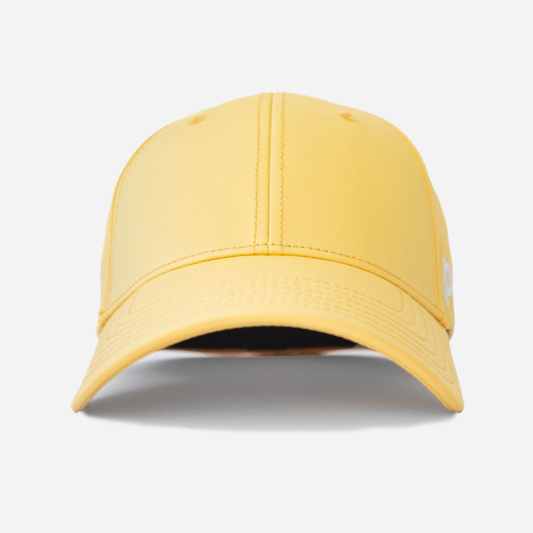 Yellow baseball cap with curved brim and visible stitching, featuring a pineapple logo on the side.