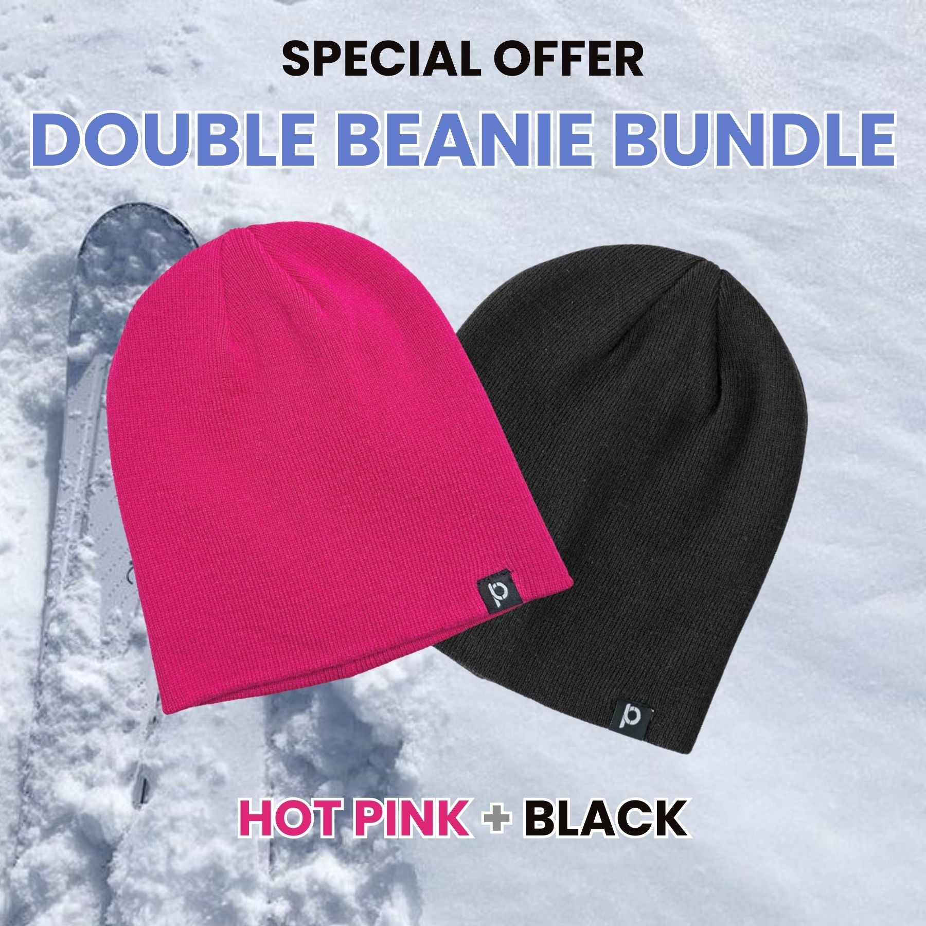 Black & Hot Pink - Double Beanie *Final Sale