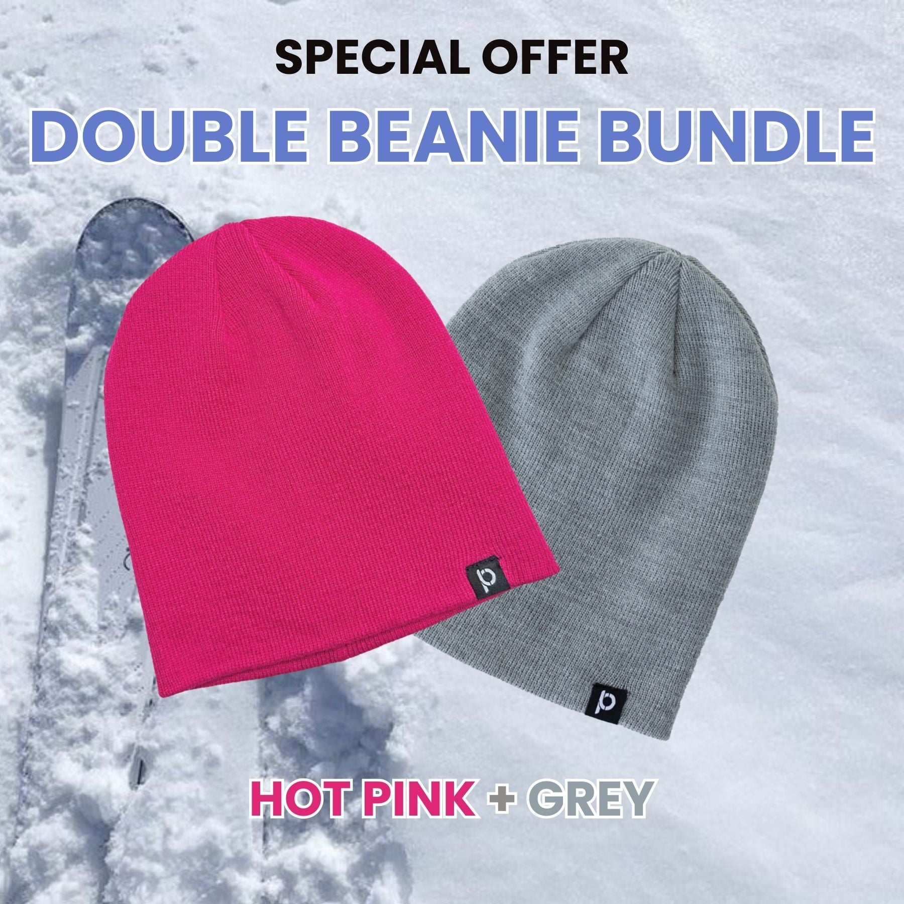 Hot Pink & Grey - Double Beanie