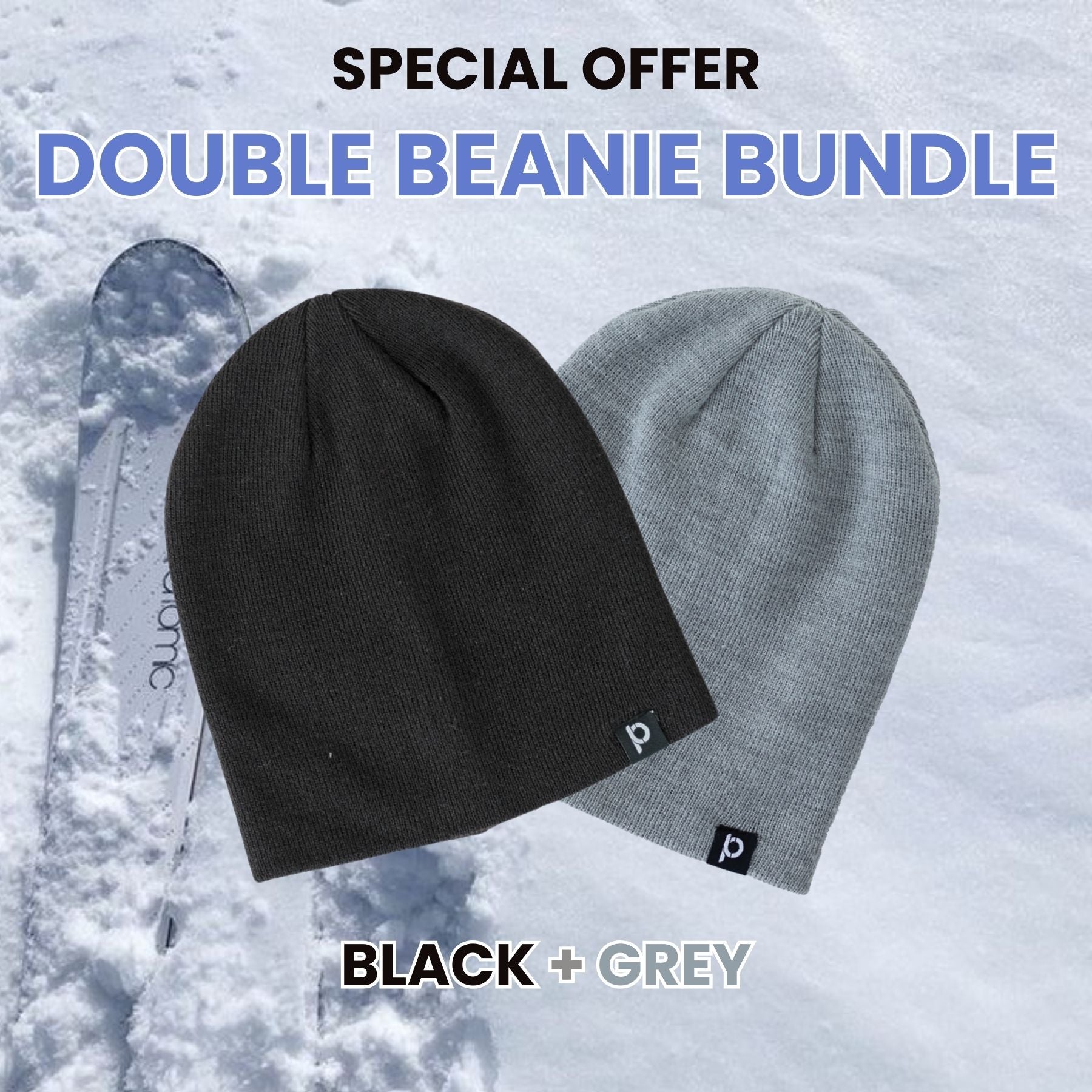 Black & Grey - Double Beanie *Final Sale